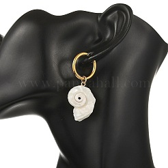 Natural Sea Shell Dangle Hoop Earrings&nbsp;EJEW-JE07355