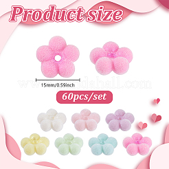 60Pcs Flocking Opaque Acrylic Beads&nbsp;FIND-GA0008-13