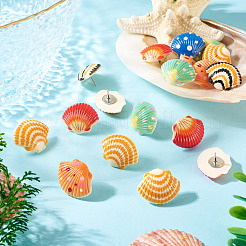 20Pcs Shell Shape Opaque Resin with Iron Drawing Pins&nbsp;AJEW-TADJ00002