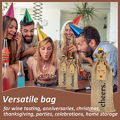 12Pcs Rectangle Jute Cheers Wine Drawstring Storage Bags&nbsp;FIND-WH0427-15A