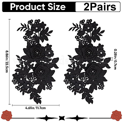 2 Pairs Polyester with Rhinestone Iron on/Sew On Patches&nbsp;DIY-GF0013-17A