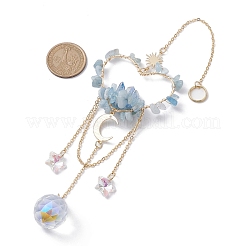 Natural Aquamarine Chip Beads with Brass Finding Pendant Decorations&nbsp;HJEW-JM01815-01