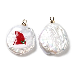 Baroque Style Natural Keshi Pearl Pendants with Enamel&nbsp;PEAR-G013-02C