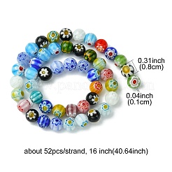 Handmade Millefiori Glass Round Bead Strands&nbsp;LAMP-YW0001-16