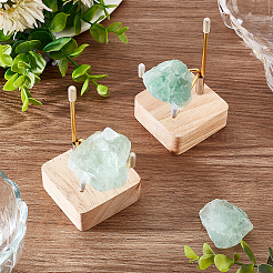 Square Wooden Crystal Rock Display Easels with Iron Holder&nbsp;ODIS-WH0038-28A-G