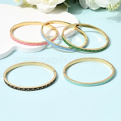 304 Stainless Steel Enamel  Bangles&nbsp;BJEW-D408-36G