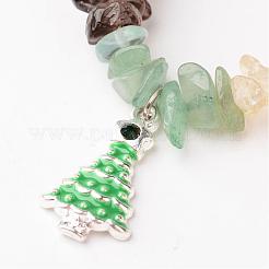 Christmas Tree Natural Gemstone Beaded Charm Kids Bracelets&nbsp;BJEW-JB02248