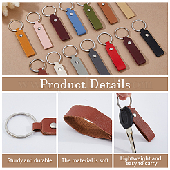 42Pcs 14 Colors Leather Keychains with Platinum Alloy Rings&nbsp;KEYC-DC0001-30