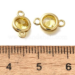 Brass Cubic Zirconia Connector Charms&nbsp;KK-Q043-24G-01
