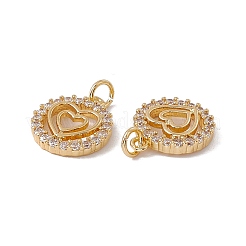 Brass Micro Pave Clear Cubic Zirconia Pendants&nbsp;KK-G439-21G