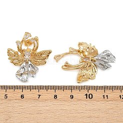 Brass Micro Pave Clear Cubic Zirconia Bowknot Stud Earrings&nbsp;EJEW-P323-01G