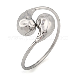 Non-Tarnish 304 Stainless Steel Textured Teardrop Bangles&nbsp;BJEW-M042-03P