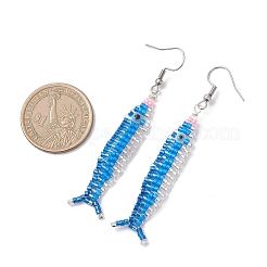 Pacific Saury Glass Seed Beads Dangle Earrings&nbsp;EJEW-MZ00647