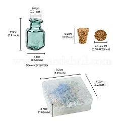 10Pcs 5 Colors Square Glass Cork Bottles Ornament&nbsp;GLAA-FS0001-72