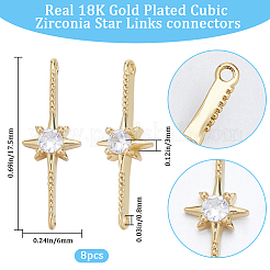 8Pcs Brass Pave Clear Cubic Zirconia Connector Charms&nbsp;ZIRC-BBC0002-27