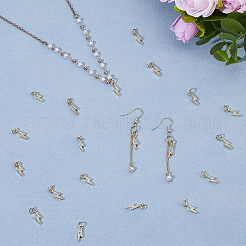 14Pcs Rack Plating Brass Micro Pave Clear Cubic Zirconia Charms&nbsp;ZIRC-HS0001-24
