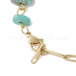 Handmade Synthetic Turquoise Chip Beads & 304 Stainless Steel Paperclip Chain Necklaces&nbsp;NJEW-JN05499-02
