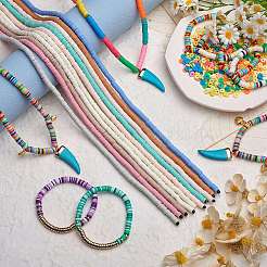 10 Strands 10 Colors Flat Round Handmade Polymer Clay Beads&nbsp;CLAY-SZ0002-04A