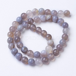 Natural Grade A Striped Agate/Banded Agate Beads Strands&nbsp;G-E479-01-8mm