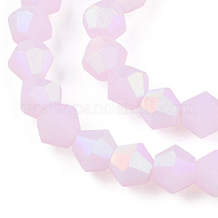 Imitation Jade Bicone Frosted Glass Bead Strands&nbsp;GLAA-F029-JM4mm-A02