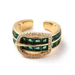 Cubic Zirconia Buckle Shape Open Cuff Ring&nbsp;RJEW-C041-03G