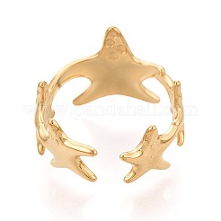 Ion Plating(IP) 304 Stainless Steel Cuff Rings for Women&nbsp;RJEW-N052-09G