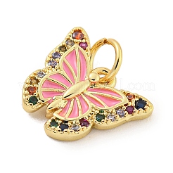 Rack Plating Brass Micro Pave Cubic Zirconia with Enamel Charms&nbsp;KK-Q814-23G-02