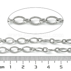 Tarnish Resistant 304 Stainless Steel Textured Oval Link Chains&nbsp;CHS-K018-02P