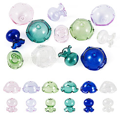 6 Sets 6 Colors Transparent Glass Bead Caps&nbsp;GLAA-BY0001-06