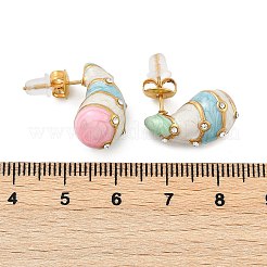 304 Stainless Steel Enamel Stud Earrings&nbsp;EJEW-F353-03G-02