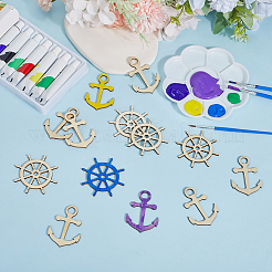 40Pcs 2 Styles Nautical Wood Big Pendants&nbsp;WOOD-ME0001-08