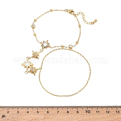 Summer 304 Stainless Steel Crystal Rhinestone Star Link Hand Chain Ring Bracelets for Women&nbsp;SA-CBAAE04-03G