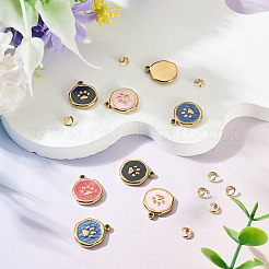 8Pcs 304 Stainless Steel Enamel Pendants&nbsp;STAS-TA0006-13A