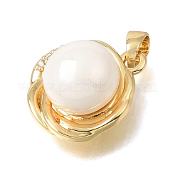 Brass Micro Pave Clear Cubic Zirconia Pendants&nbsp;KK-C263-19G