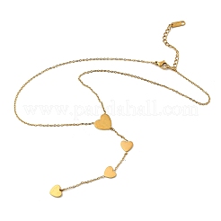 304 Stainless Steel Heart Link Chain Y Necklaces for Women&nbsp;NJEW-A059-05G