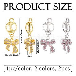 2Pcs 2 Colors Zinc Alloy Cubic Zirconia Keychains&nbsp;KEYC-HS0001-10