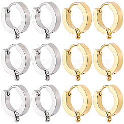 16Pcs 2 Colors 304 Stainless Steel Huggie Hoop Earrings Findings&nbsp;STAS-BBC0009-68C