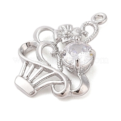 Brass Inlay Clear Glass Pendants&nbsp;KK-S388-30P