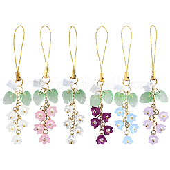 6Pcs 6 Colors Acrylic & Glass Mobile Straps&nbsp;HJEW-SC0002-91