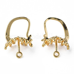 Brass Hoop Earring Findings with Latch Back Closure&nbsp;KK-N233-375