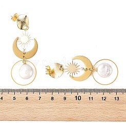 Natural Keshi Pearl & Brass Link Connectors Stud Dangle Earring&nbsp;EJEW-JE07457