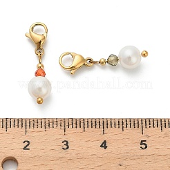 ABS Imitation Pearl & Glass Round Pendant Decorations&nbsp;STAS-K306-47G