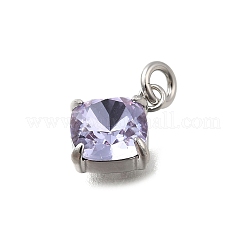 Rhombus Brass with Glass Charms&nbsp;KK-G525-02P-01