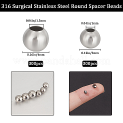 600Pcs 2 Styles Round 316 Surgical Stainless Steel Spacer Beads&nbsp;STAS-BBC0006-05