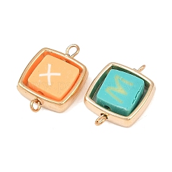 CCB Plastic Frame with Polymer Clay Letter Beads Square Links Connector Charms&nbsp;KK-D103-07G