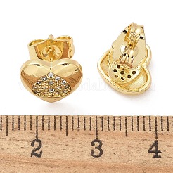 Brass Micro Pave Clear Cubic Zirconia Stud Earrings&nbsp;EJEW-D305-13G