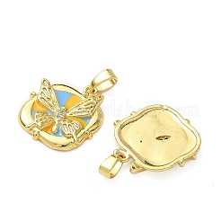 Brass Micro Pave Cubic Zirconia Pendants&nbsp;KK-I371-34G-02