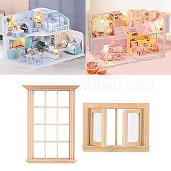 2Pcs 2 Styles Mini-Display Wood Windows&nbsp;DJEW-OC0001-12