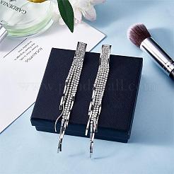 Boho Tassel Chandelier Earrings Cubic Zirconia Long Earrings Crystal Dangling Earrings Long Drop Chain Earrings Long Rhinestone Tassel Earrings for Women&nbsp;JE1070B