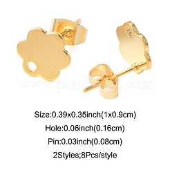 16Pcs 2 Colors 201 Stainless Steel Stud Earring Findings with Hole&nbsp;EJEW-FS0001-20